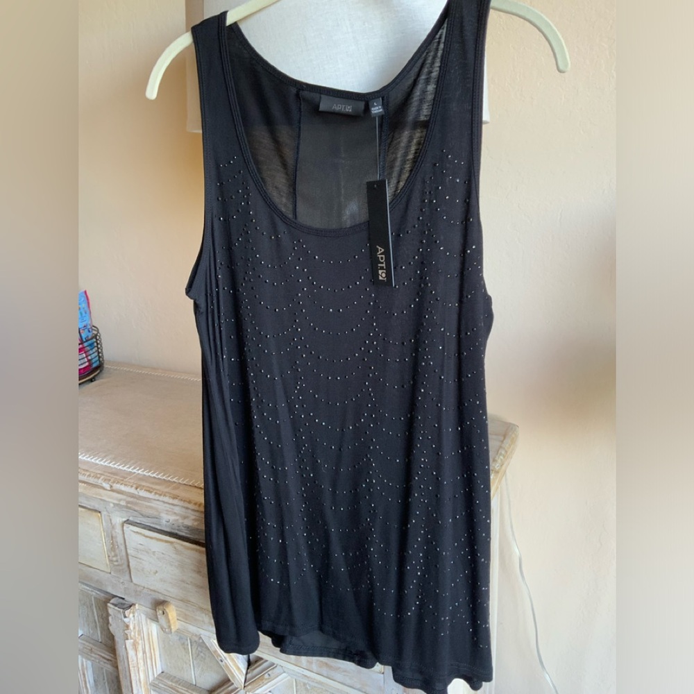 Women’s Stud Embellished Knit Woven Top NWT Size LARGE